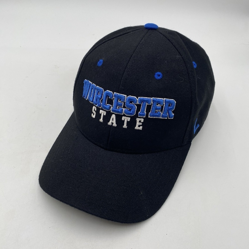 Worcester State Lancers Zephyr Hat SnapBack Blue‎ Black Adjustable Cleaned